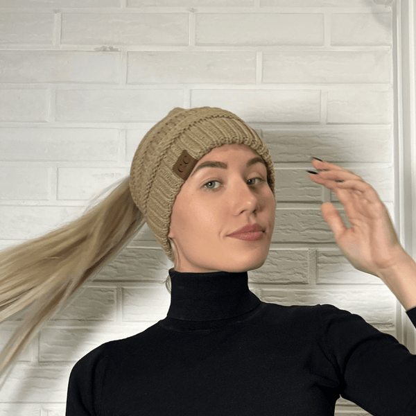 PonyCap® Beanie – Minimal Ponytail Knit Hat