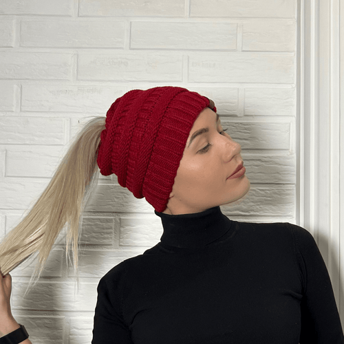 PonyCap® Beanie – Minimal Ponytail Knit Hat