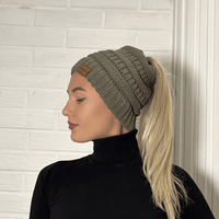 PonyCap® Beanie – Minimal Ponytail Knit Hat