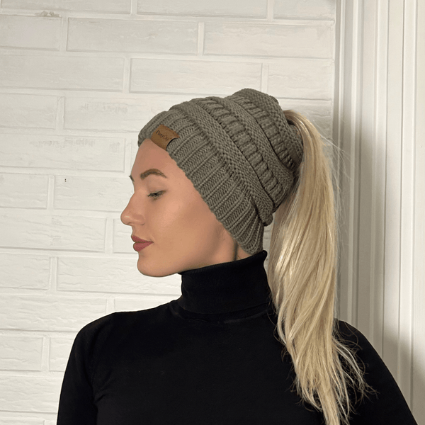 PonyCap® Beanie – Minimal Ponytail Knit Hat
