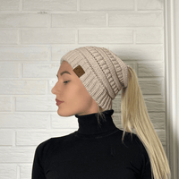 PonyCap® Beanie – Minimal Ponytail Knit Hat